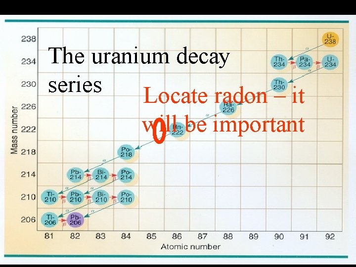 The uranium decay series Locate radon – it will be important 