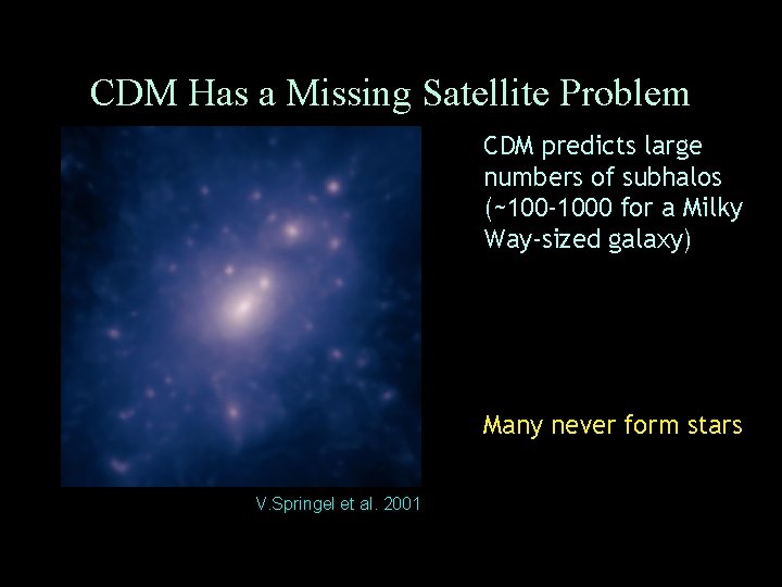 CDM Has a Missing Satellite Problem CDM predicts large numbers of subhalos (~100 -1000