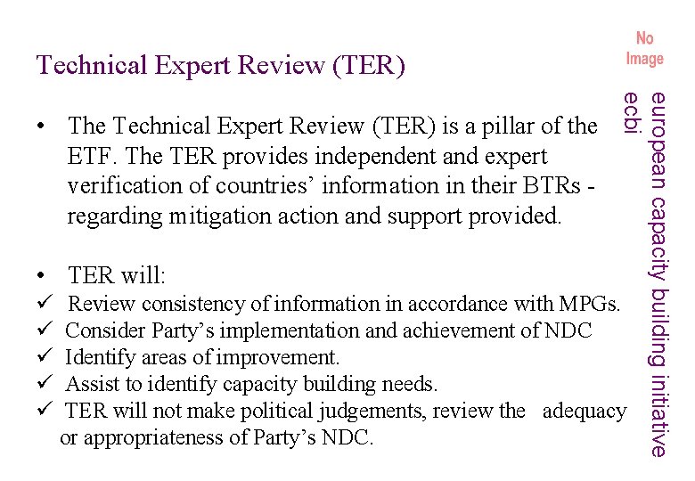 Technical Expert Review (TER) • TER will: ü ü ü european capacity building initiative