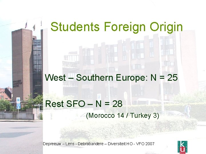 Students Foreign Origin West – Southern Europe: N = 25 Rest SFO – N