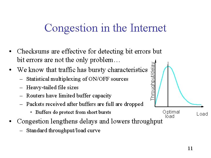 Congestion in the Internet – – Statistical multiplexing of ON/OFF sources Heavy-tailed file sizes