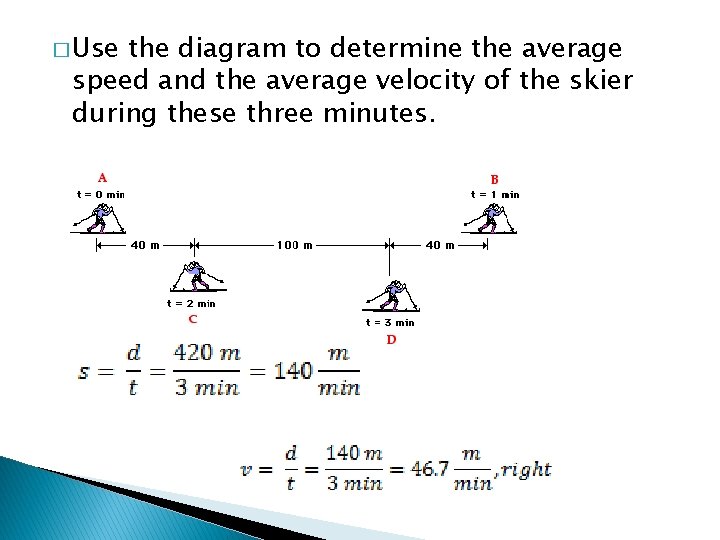 � Use the diagram to determine the average speed and the average velocity of