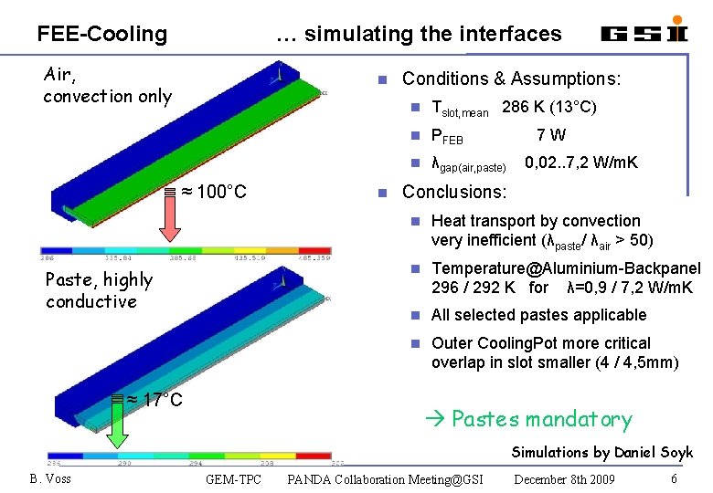 FEE-Cooling … simulating the interfaces Air, convection only n ≈ 100°C Paste, highly conductive