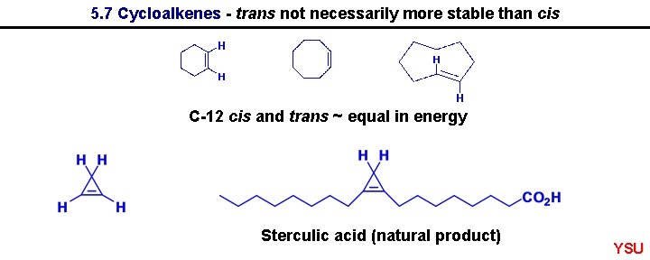 5. 7 Cycloalkenes - trans not necessarily more stable than cis C-12 cis and