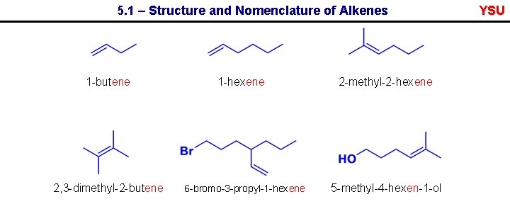 5. 1 – Structure and Nomenclature of Alkenes 1 -butene 2, 3 -dimethyl-2 -butene