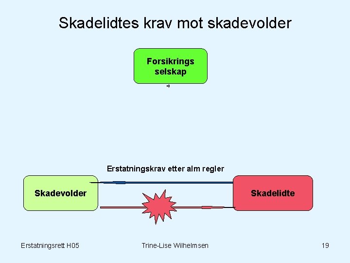 Skadelidtes krav mot skadevolder Forsikrings selskap Erstatningskrav etter alm regler Skadevolder Erstatningsrett H 05