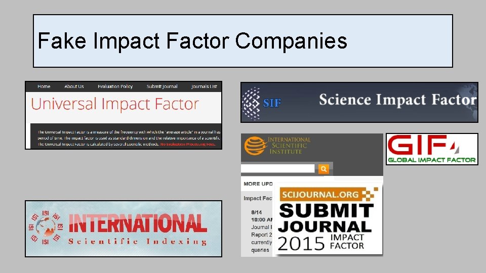 Fake Impact Factor Companies 