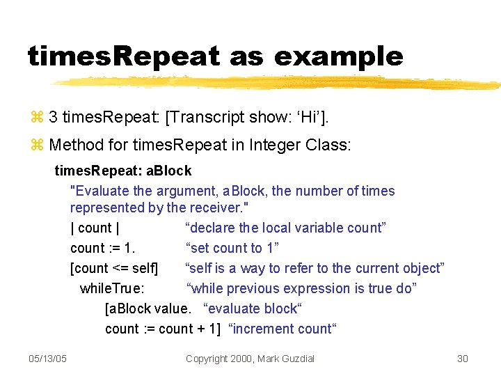 times. Repeat as example 3 times. Repeat: [Transcript show: ‘Hi’]. Method for times. Repeat