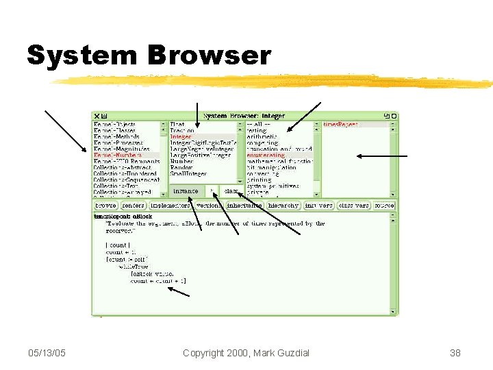System Browser 05/13/05 Copyright 2000, Mark Guzdial 38 