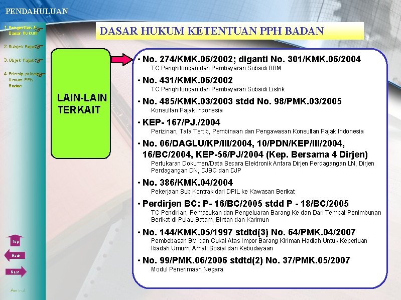 PENDAHULUAN 1. Pengertian & Dasar Hukum DASAR HUKUM KETENTUAN PPH BADAN 3. Objek Pajak