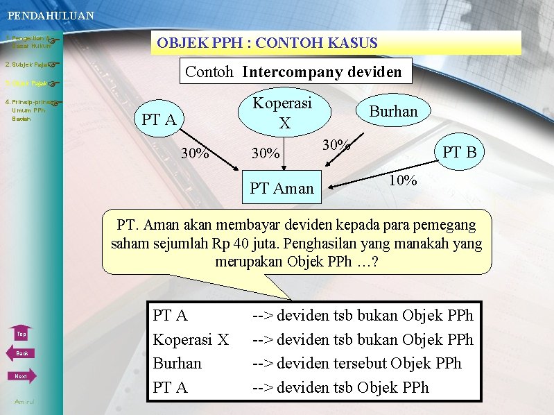 PENDAHULUAN 1. Pengertian & Dasar Hukum 3. Objek Pajak 4. Prinsip-prinsip Umum PPh OBJEK