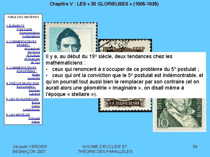 Chapitre V : LES « 30 GLORIEUSES » (1805 -1835) TABLE DES MATIÈRES 1.
