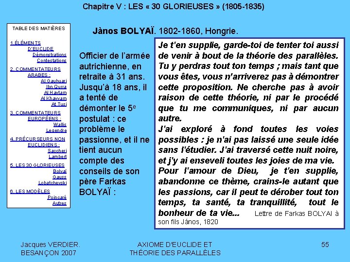 Chapitre V : LES « 30 GLORIEUSES » (1805 -1835) TABLE DES MATIÈRES 1.
