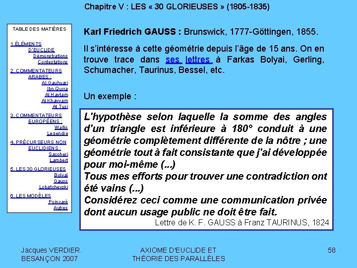 Chapitre V : LES « 30 GLORIEUSES » (1805 -1835) TABLE DES MATIÈRES 1.