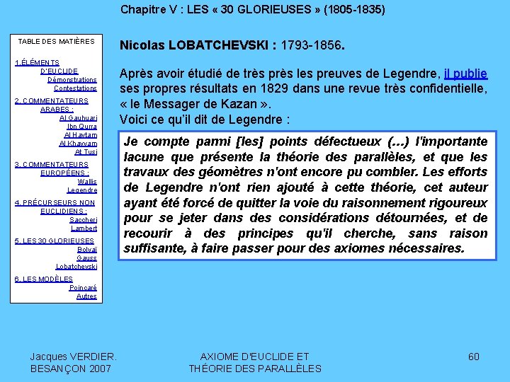 Chapitre V : LES « 30 GLORIEUSES » (1805 -1835) TABLE DES MATIÈRES 1.