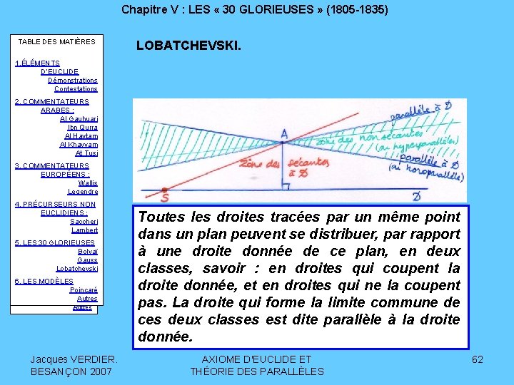 Chapitre V : LES « 30 GLORIEUSES » (1805 -1835) TABLE DES MATIÈRES MATIERES