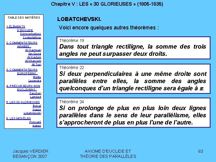 Chapitre V : LES « 30 GLORIEUSES » (1805 -1835) TABLE DES MATIÈRES 1.