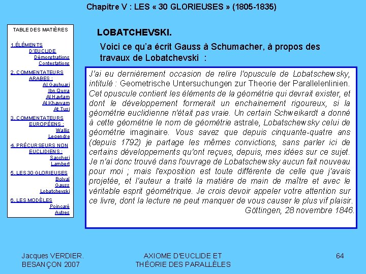 Chapitre V : LES « 30 GLORIEUSES » (1805 -1835) TABLE DES MATIÈRES 1.
