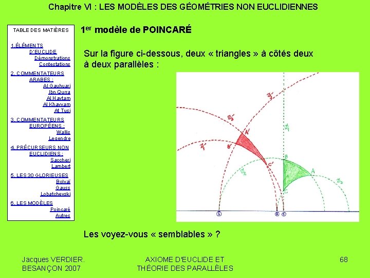 Chapitre VI : LES MODÈLES DES GÉOMÉTRIES NON EUCLIDIENNES TABLE DES MATIÈRES 1. ÉLÉMENTS
