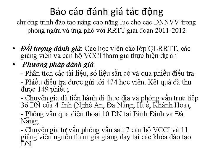 Báo cáo đánh giá tác động chương trình đào tạo nâng cao năng lục