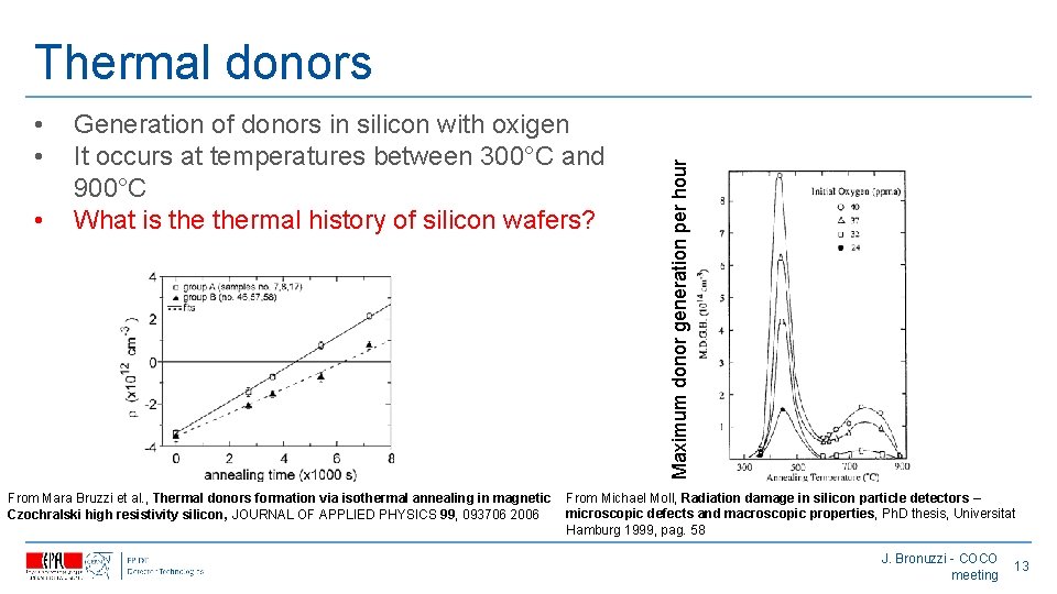  • • • Generation of donors in silicon with oxigen It occurs at