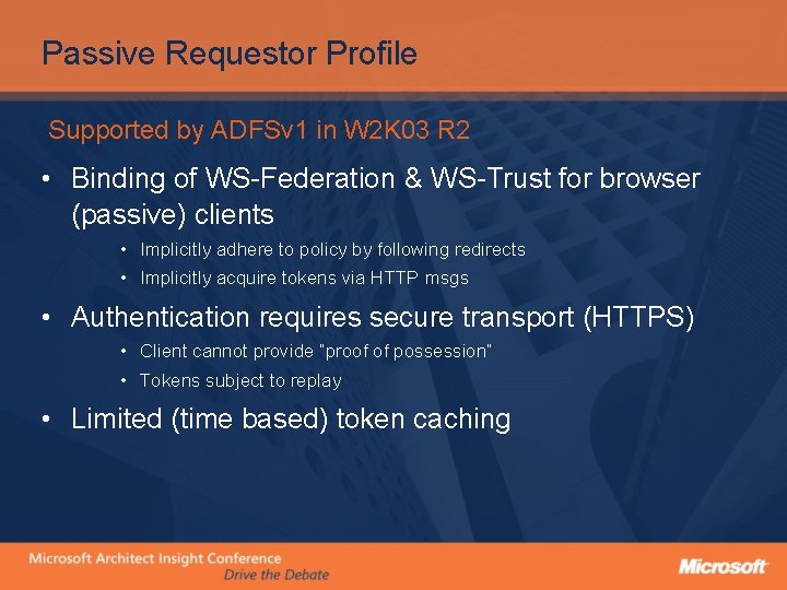 Passive Requestor Profile Supported by ADFSv 1 in W 2 K 03 R 2