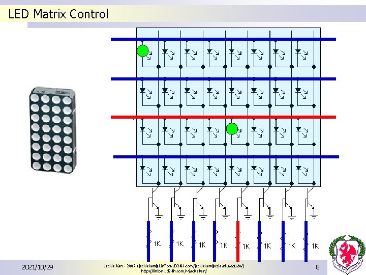 LED Matrix Control 2021/10/29 Jackie Kan - 2007 (jackiekan@Lin. Ton. 1 D 24 H.