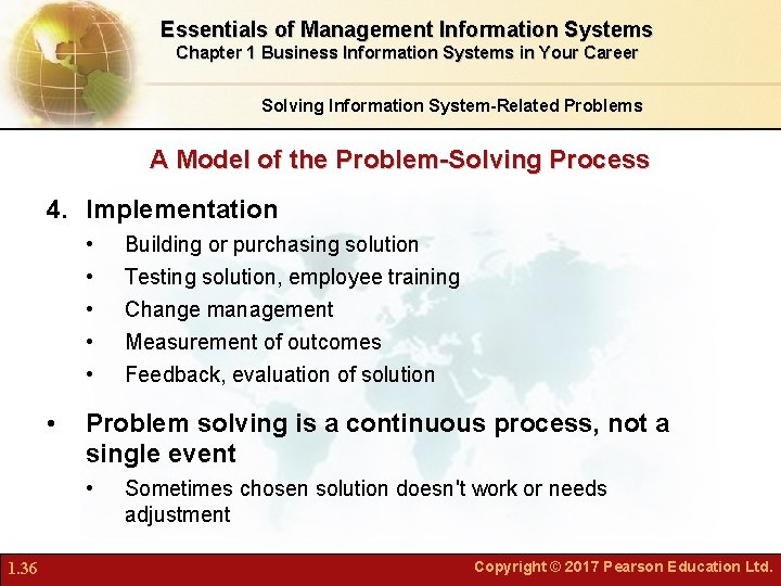 Essentials of Management Information Systems Chapter 1 Business Information Systems in Your Career Solving