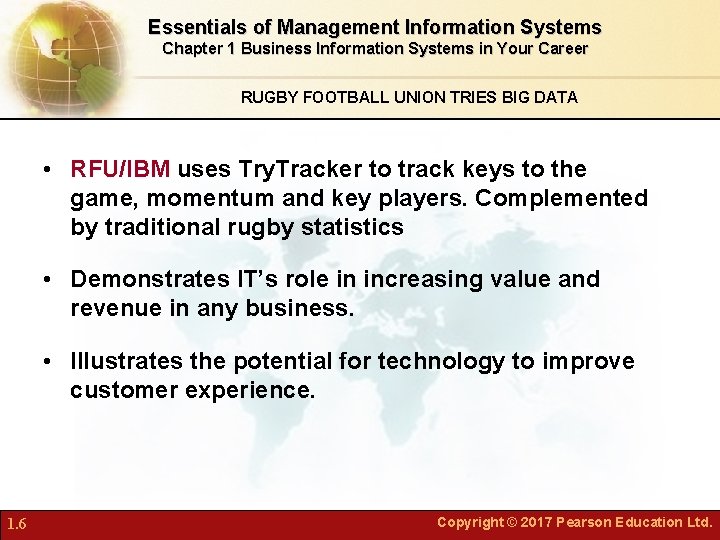 Essentials of Management Information Systems Chapter 1 Business Information Systems in Your Career RUGBY