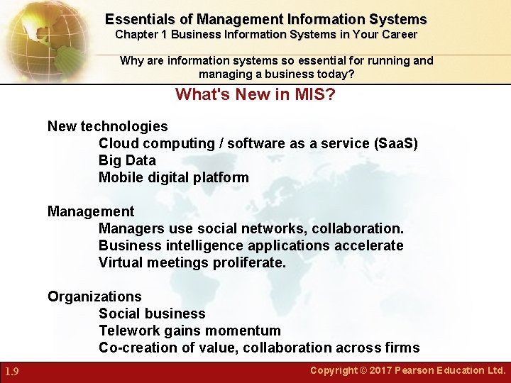 Essentials of Management Information Systems Chapter 1 Business Information Systems in Your Career Why