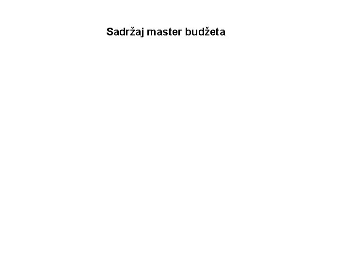 Sadržaj master budžeta 