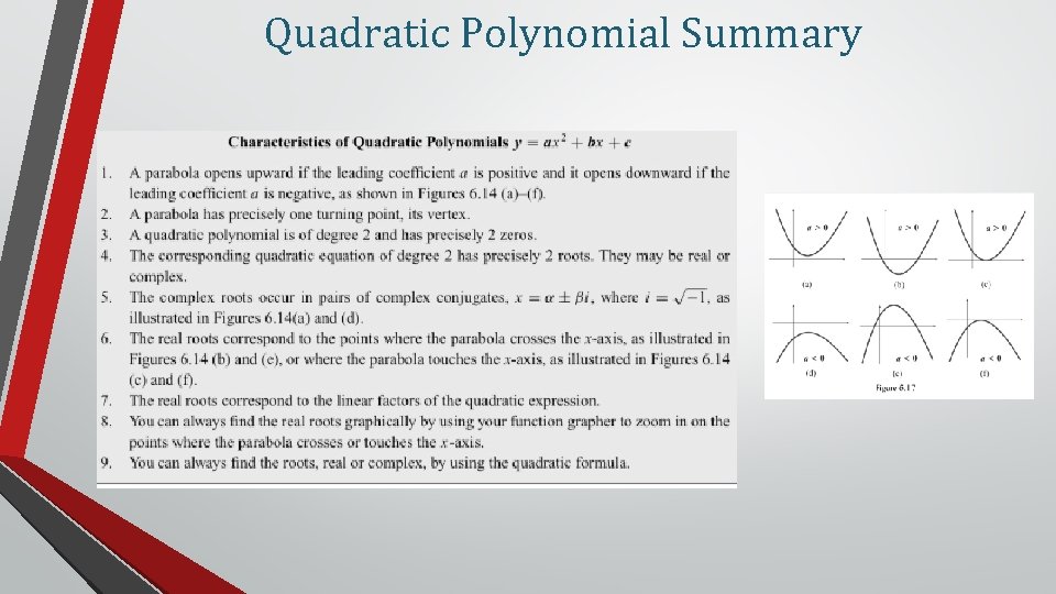 Quadratic Polynomial Summary 