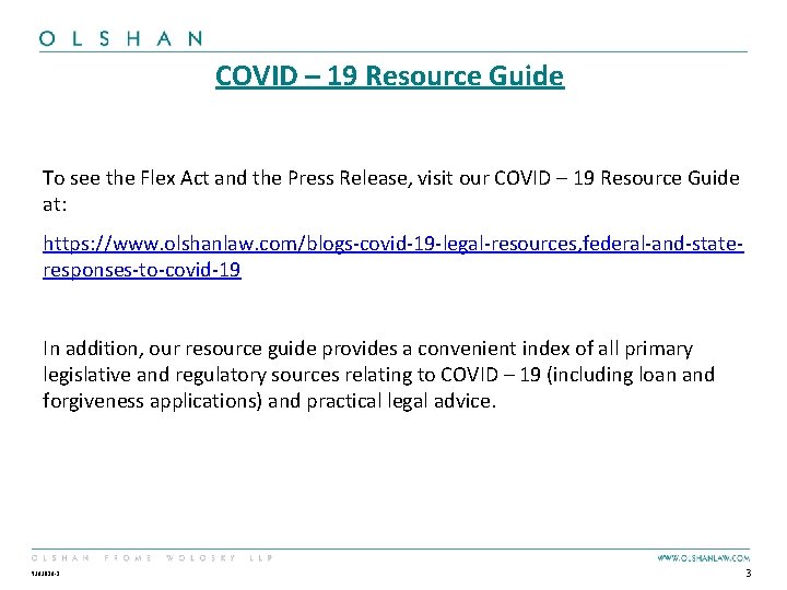 COVID – 19 Resource Guide To see the Flex Act and the Press Release,