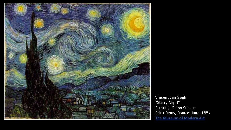 Vincent van Gogh “Starry Night” Painting, Oil on Canvas Saint-Rémy, France: June, 1889 The