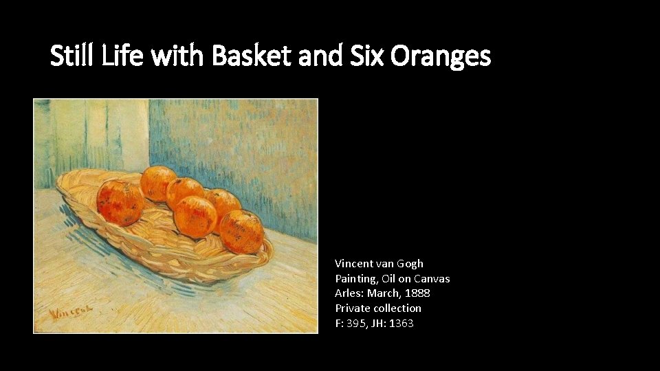 Still Life with Basket and Six Oranges Vincent van Gogh Painting, Oil on Canvas