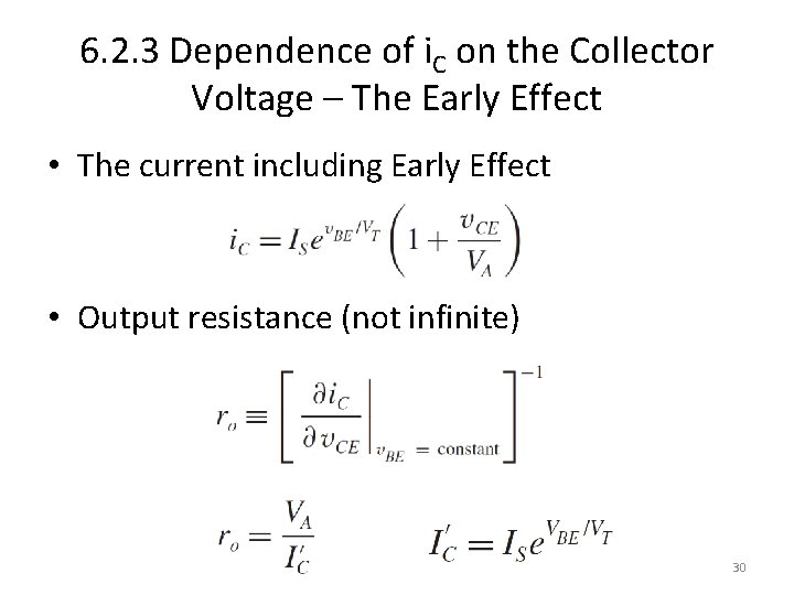 6. 2. 3 Dependence of i. C on the Collector Voltage – The Early