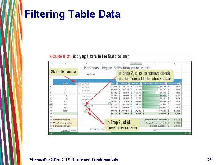 Filtering Table Data Microsoft Office 2013 -Illustrated Fundamentals 25 Filtering Table Data Microsoft Office 2013 -Illustrated Fundamentals 25
