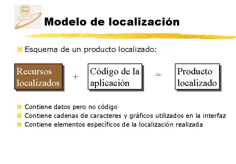 Modelo de localización z Esquema de un producto localizado: Recursos localizados + Código de