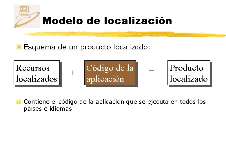 Modelo de localización z Esquema de un producto localizado: Recursos localizados + Código de