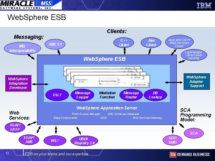 Web. Sphere ESB Clients: Messaging: MQ interoperability C++ Client JMS 1. 1 . Net