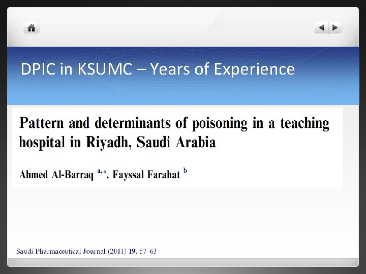 DPIC in KSUMC – Years of Experience 