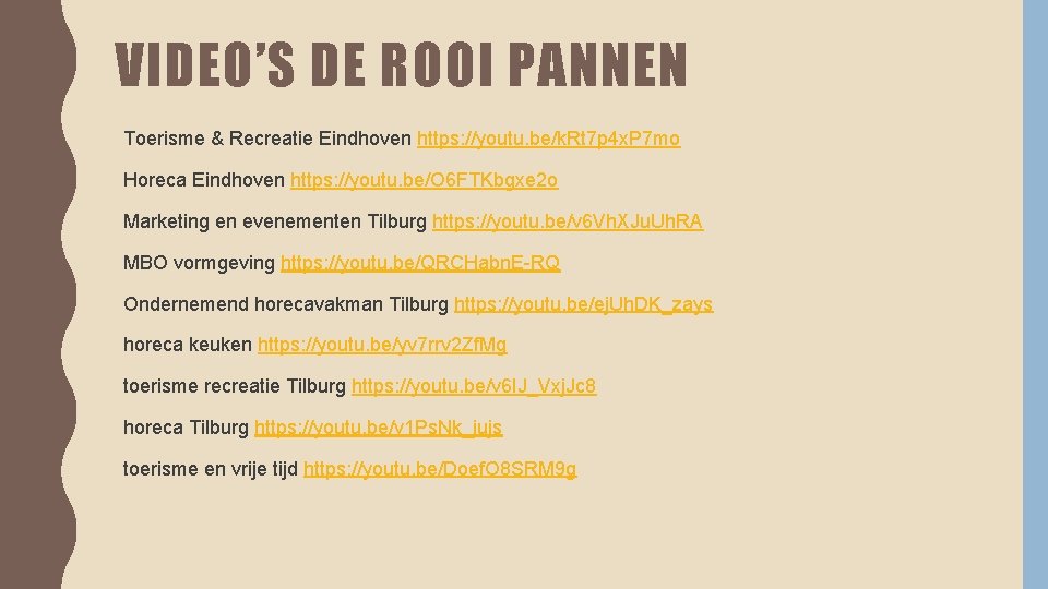 VIDEO’S DE ROOI PANNEN Toerisme & Recreatie Eindhoven https: //youtu. be/k. Rt 7 p