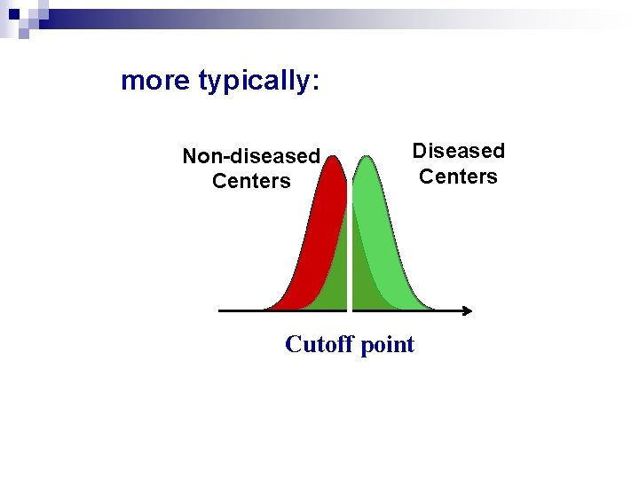 more typically: Non-diseased Centers Diseased Centers Cutoff point 