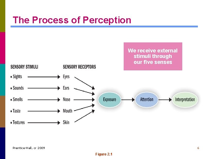 The Process of Perception We receive external stimuli through our five senses Prentice-Hall, cr