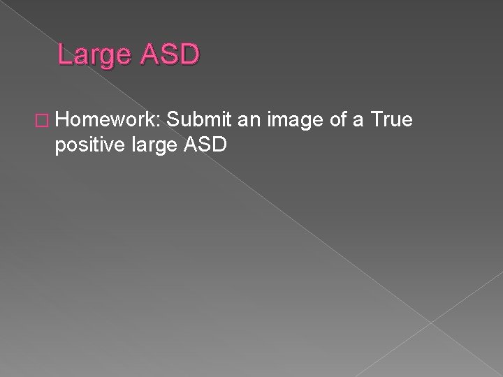 Large ASD � Homework: Submit an image of a True positive large ASD 