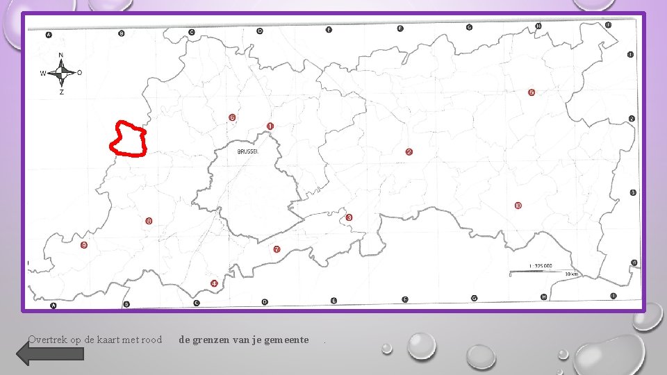 Overtrek op de kaart met rood de grenzen van je gemeente . 