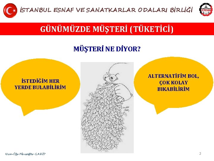 İSTANBUL ESNAF VE SANATKARLAR ODALARI BİRLİĞİ GÜNÜMÜZDE MÜŞTERİ (TÜKETİCİ) MÜŞTERİ NE DİYOR? İSTEDİĞİM HER