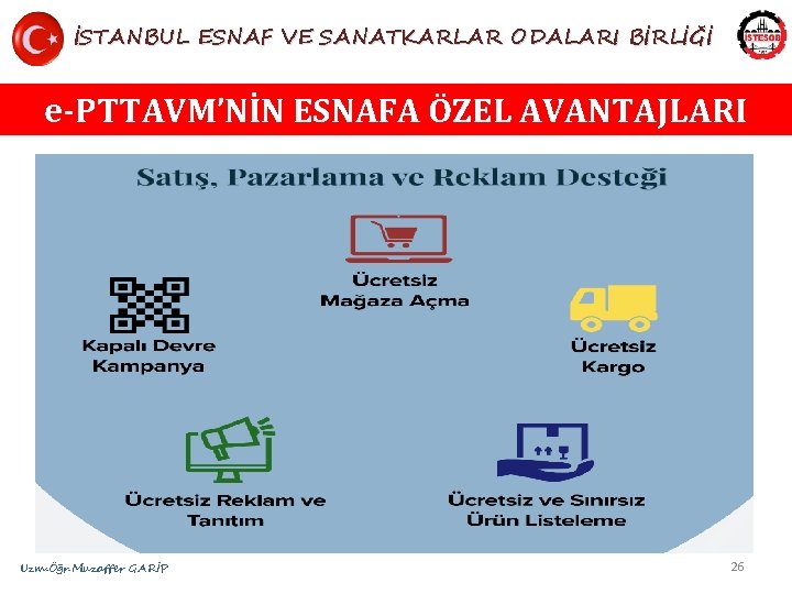 İSTANBUL ESNAF VE SANATKARLAR ODALARI BİRLİĞİ e-PTTAVM’NİN ESNAFA ÖZEL AVANTAJLARI Uzm. Öğr. Muzaffer GARİP