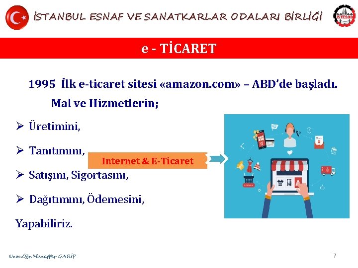 İSTANBUL ESNAF VE SANATKARLAR ODALARI BİRLİĞİ e - TİCARET 1995 İlk e-ticaret sitesi «amazon.