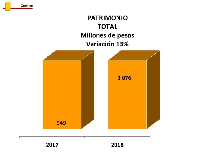 PATRIMONIO TOTAL Millones de pesos Variación 13% 1 076 949 2017 2018 